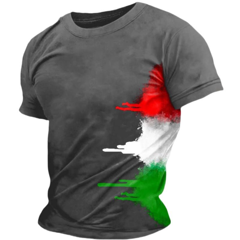 ETST WENDY 005 Summer Casual Italy Flag Print Men's T-shirts Polyester O-Neck Short Sleeve Pure Color Tee Shirt Breathable Top Men Clothing 3XL S
