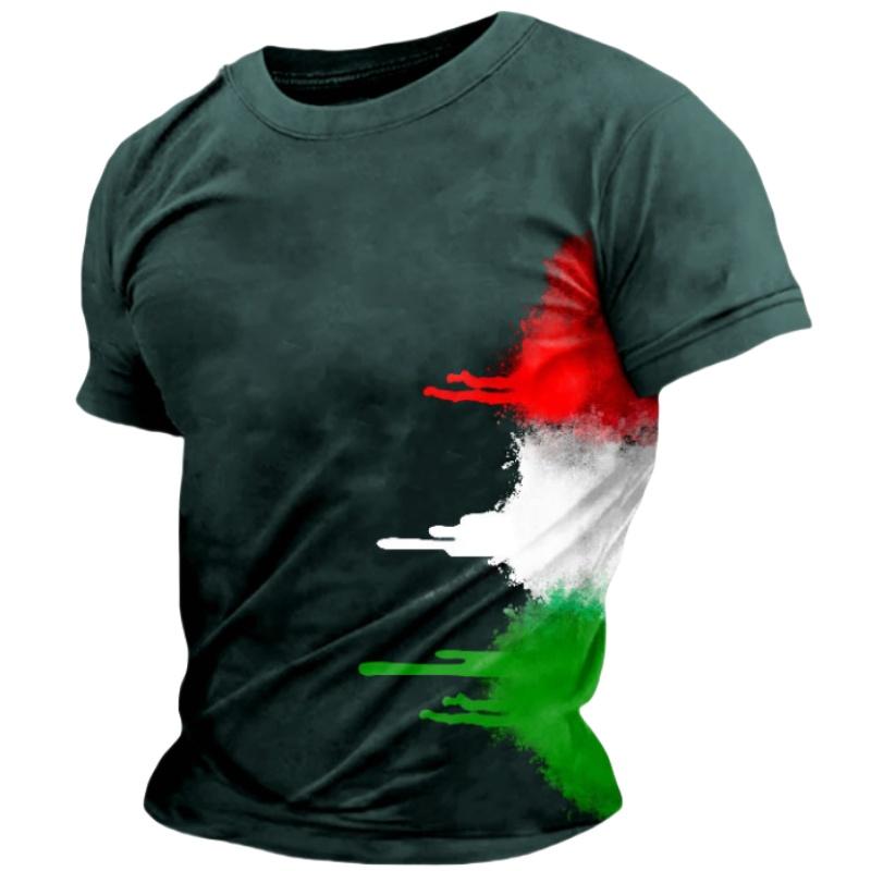 ETST WENDY 005 Summer Casual Italy Flag Print Men's T-shirts Polyester O-Neck Short Sleeve Pure Color Tee Shirt Breathable Top Men Clothing 3XL 4XL