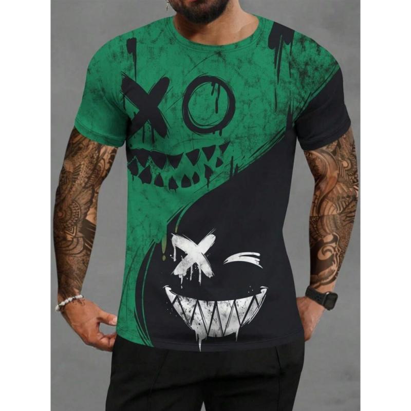ETST 007 Heren T-shirt Zomer T-shirt Casual Korte Mouw Top O Hals T-shirt Losse Micro Elasticiteit Retro Mode Ademende Herenkleding 6XL