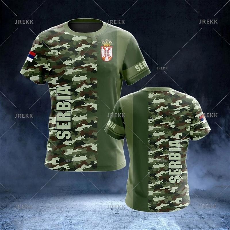 ETST WENDY 005 SERVIË Nationaal embleem Vlag 3D-print Grafische T-shirts voor herenkleding Nieuwe mode O-hals korte mouwen tops Homme Streetwear 4XL XL