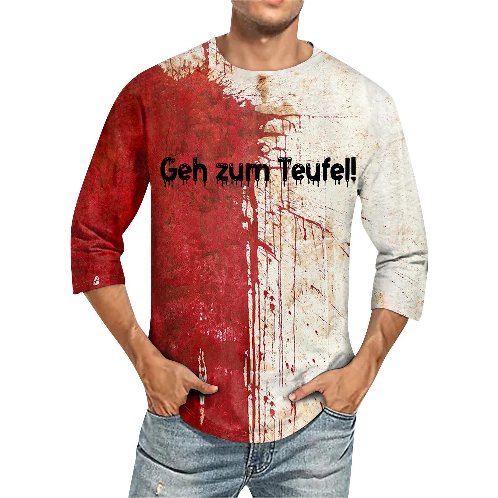 Xingben Two Heren Ronde Hals Driekwart Mouw Top Casual Mode T-shirt XL