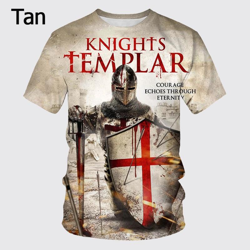 HerSight Knights Templar Grafisch T-shirt voor heren 3D God Wills It Print T-shirts Cruciata Teutonic Order T-shirt Cool Cross Korte mouw L