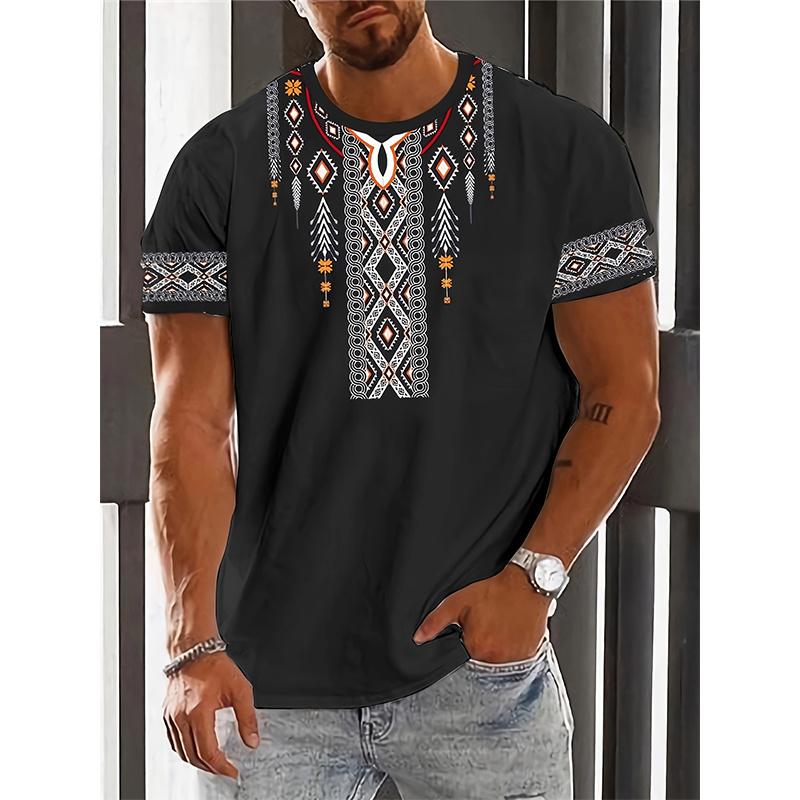 ETST0013 Afrikaans Etnisch Patroon T-shirt Voor Mannen Stam Dashiki 3D Geprinte T-shirts Zomer Casual Korte Mouw Losse T-shirts Ronde Hals Tops XL