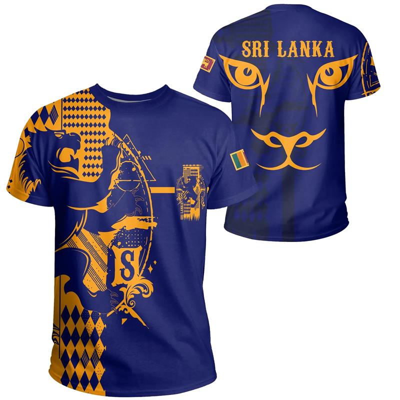 Kukebang Nieuwe 3D-geprinte Sri Lanka-vlag T-shirt Heren Straat Wapenschild Grafische T-shirt Ronde Hals Korte Mouwen Gym Fitness T-shirts Tops 6XL