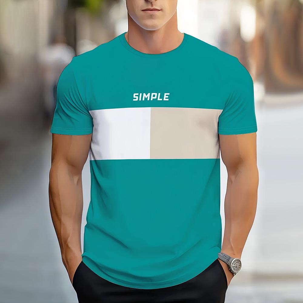 ETST 005 2024 Heren T-shirt met Ronde Hals Zomer Street Heren 3D Streep Letterprint Korte Mouw Tees Casual Dagelijks Heren T-shirts Kleding L