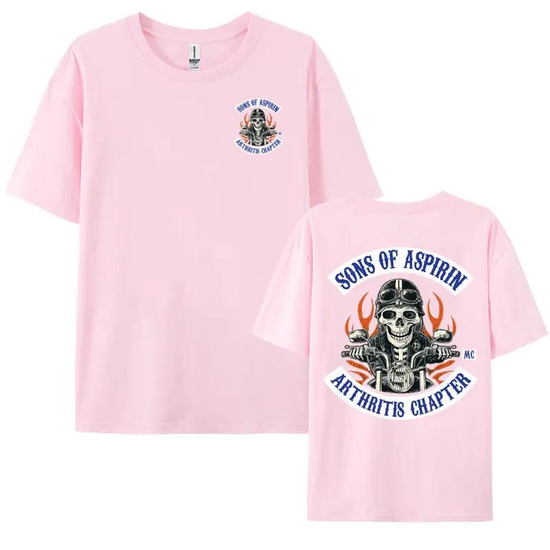 The best product for you Motorcycle SoA - Sons of Aspirin - Funny Biker T Shirt Men's Fashion Gothic Oversized T-shirts Male Vintage Cool Casual Tees Y2k XL