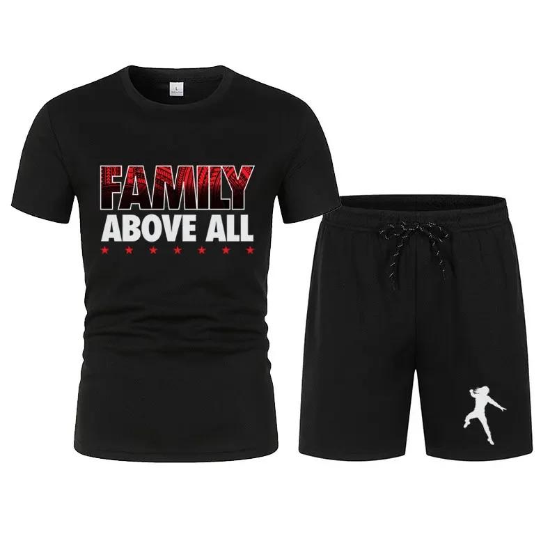 New Movement Heren Zwart Roman Reigns Levels Above T-shirt Shorts Set Zomer Korte Mouw Man Oversized Pakken Nieuwe Mode Kledingsets S