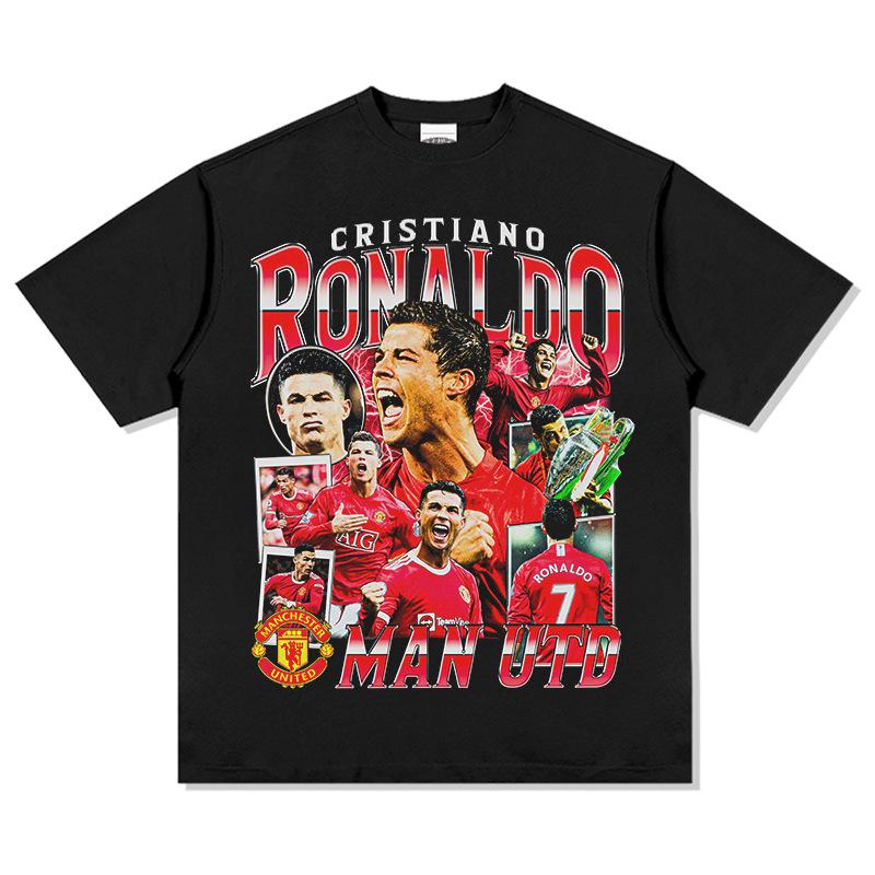 Comfortable season 2025 Voetbalster Cristiano Ronaldo patroon bedrukt T-shirt trend Comfortabel retro 100% katoen ronde hals korte mouw T-shirt L