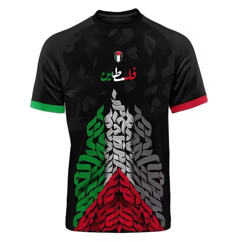 ForYourBeauty Heren Palestijnse Vlag Jersey T-shirt Ademend 3D-print L