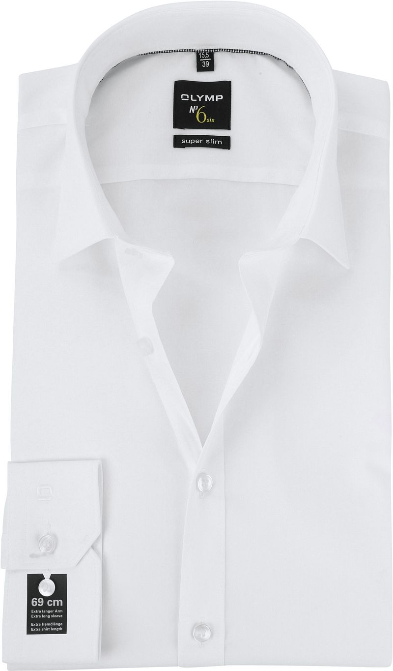 Olymp No'6 six Skinny Fit Overhemd Wit Extra Lange Mouwen