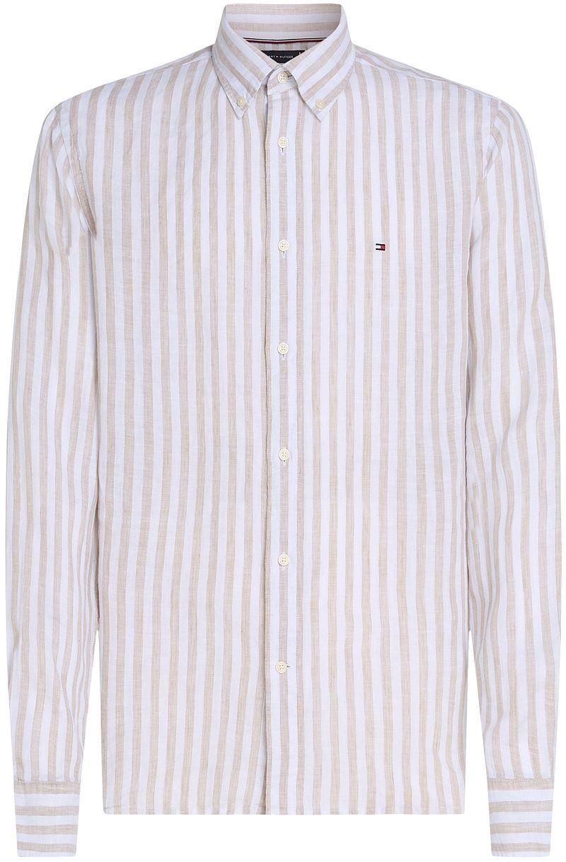 Tommy Hilfiger Overhemd Linnen streep Beige