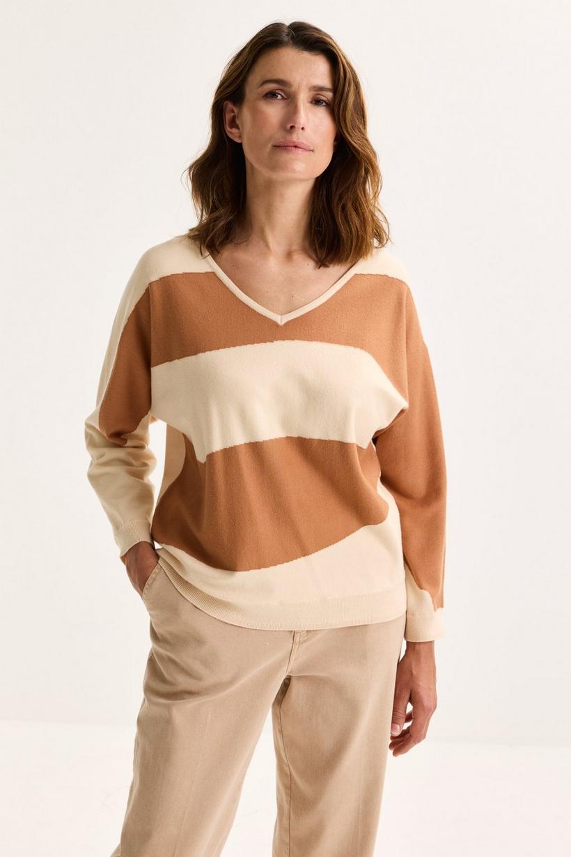 Mayerline Fijne Colourblocking Trui Met V-hals