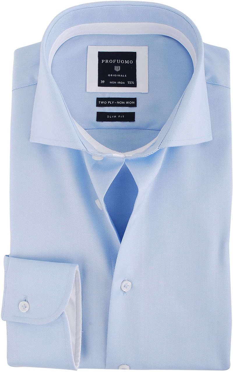 Profuomo Overhemd Blauw Contrast
