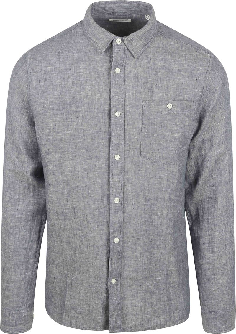 KnowledgeCotton Apparel Overhemd Linnen Vintage Indigo