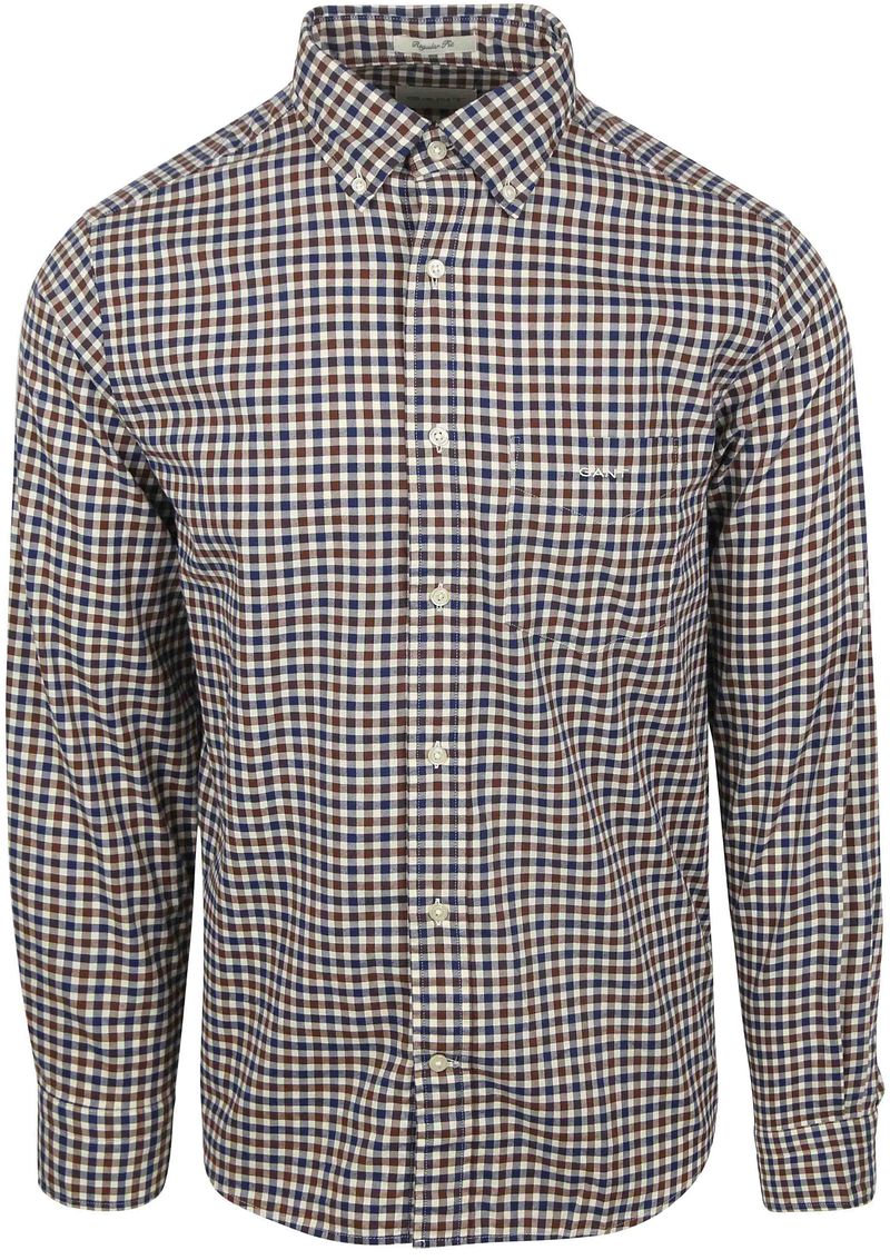 Gant Casual Overhemd Twill Ruit Bruin