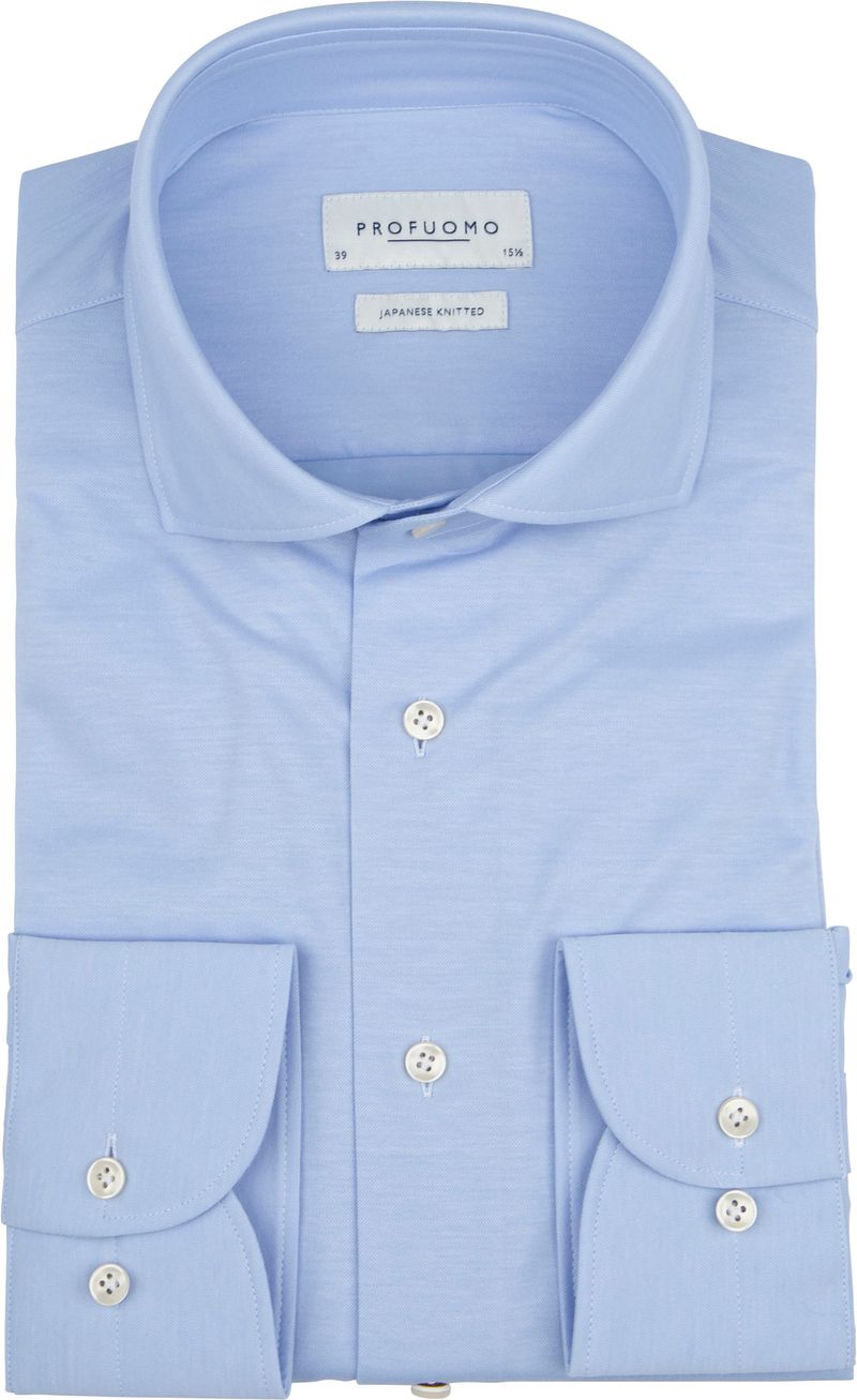Profuomo Japanese Knitted Overhemd Lichtblauw