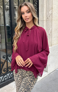 Jurkjes Ruffle Elegance Blouse Burgundy