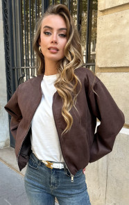 Jurkjes Suede Bomber Jacket Linsey Choco