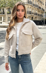 Jurkjes Teddy Bomber Jacket Met Rits Eden Beige