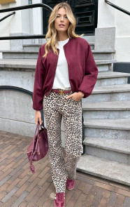 The Musthaves Oversized Suede Bomber Jacket Burgundy