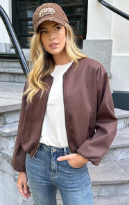 The Musthaves Oversized Suede Bomber Jacket Choco Bruin