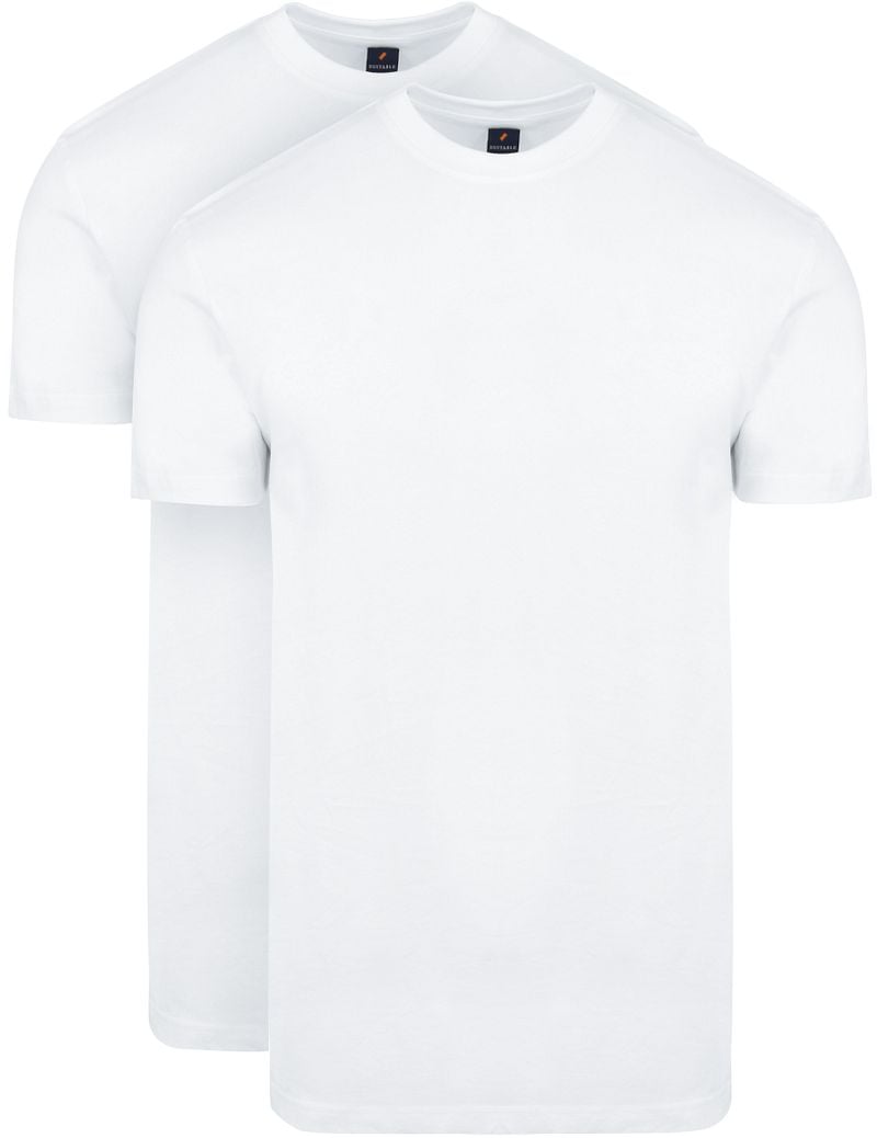 Suitable Obra T-Shirt Hoge Ronde Hals Wit 2-Pack