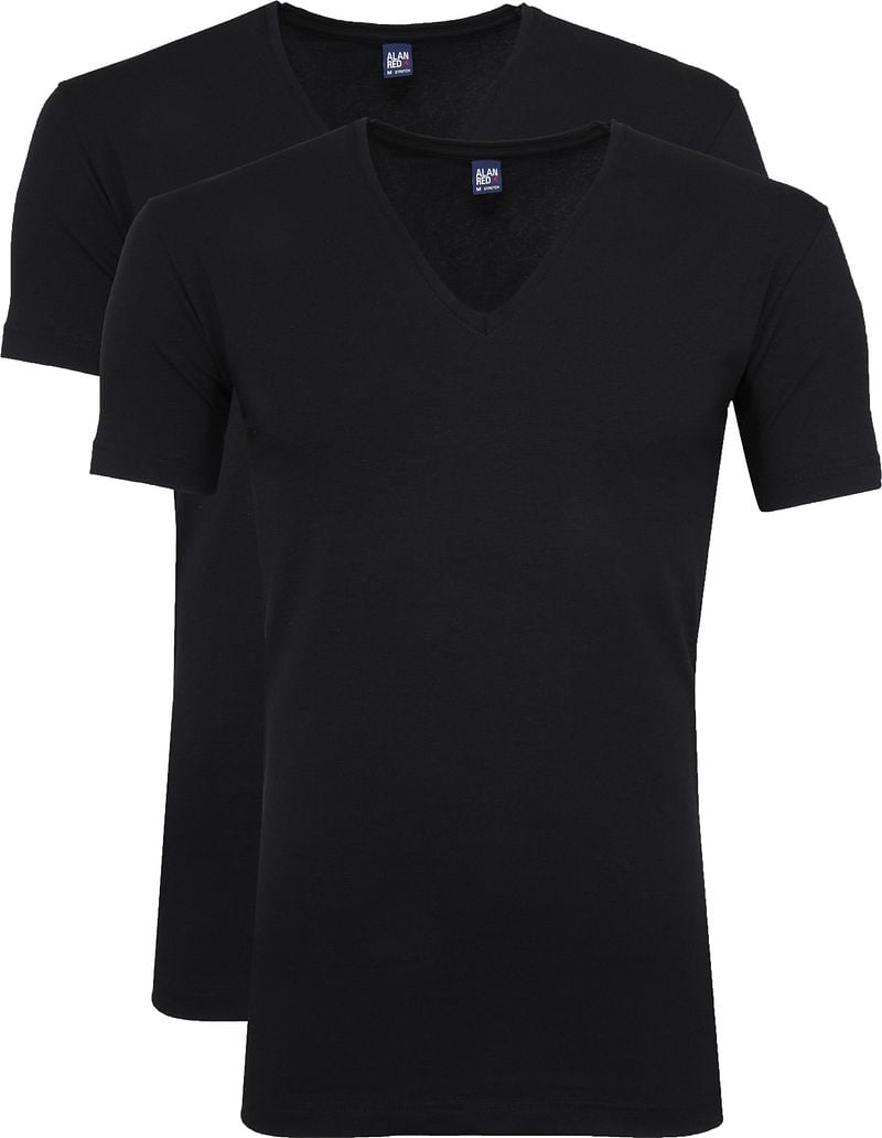Alan Red T-Shirt NOV V-Neck Stretch Zwart 2-Pack