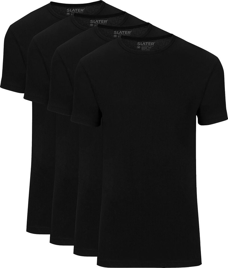 Slater 4-pack Basic Fit T-shirt Zwart