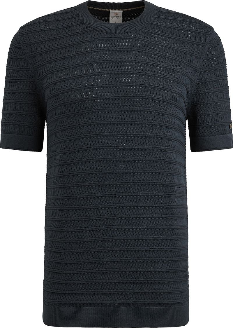 Cast Iron Knitted Jacquard T-shirt Navy