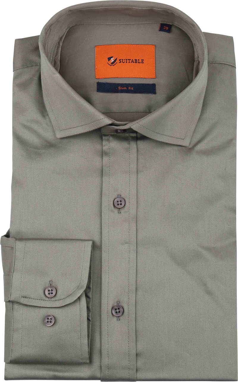 Suitable Satin Overhemd Grijs