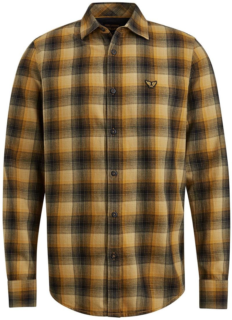 PME Legend Twill Overhemd Ruiten Geel