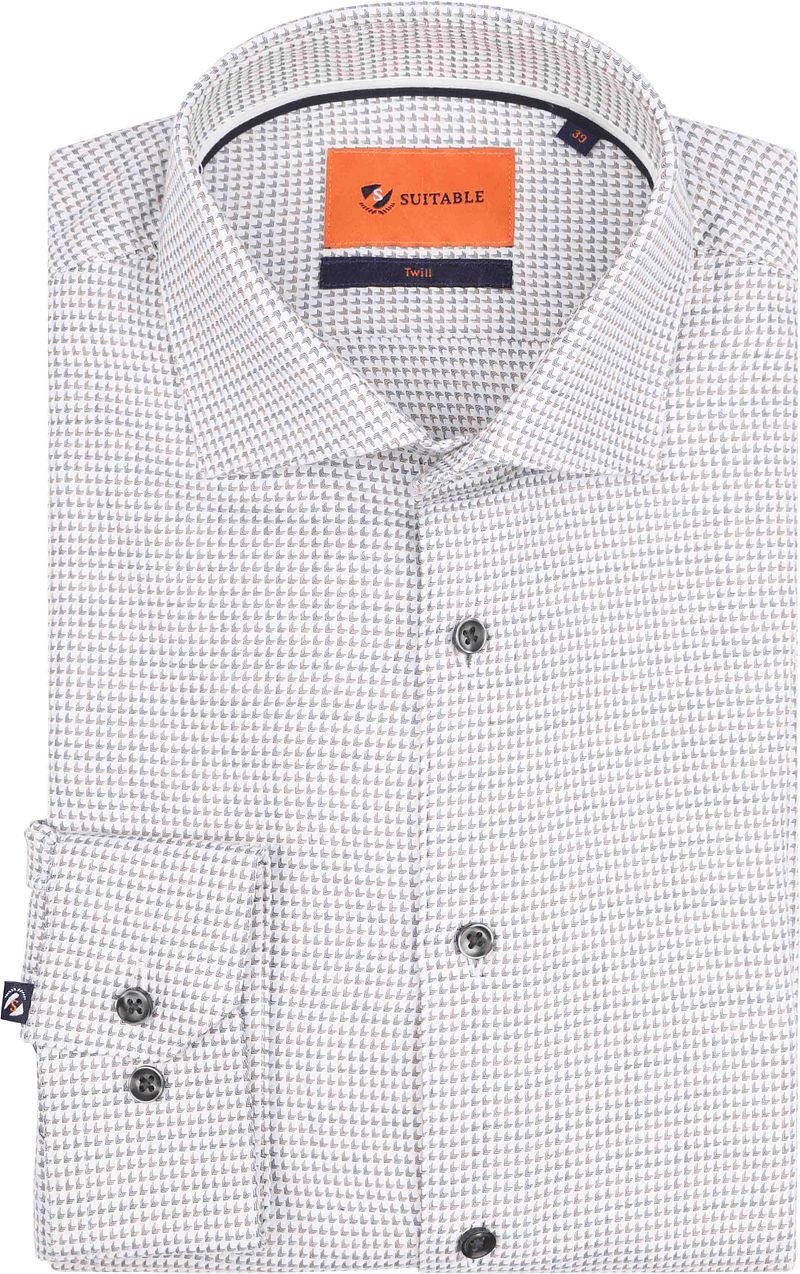 Suitable Overhemd Twill Print Wit
