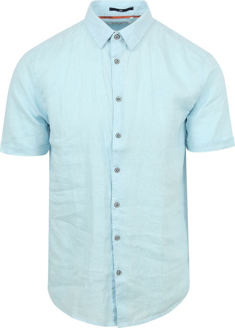 No Excess Short Sleeve Overhemd Linnen Lichtblauw