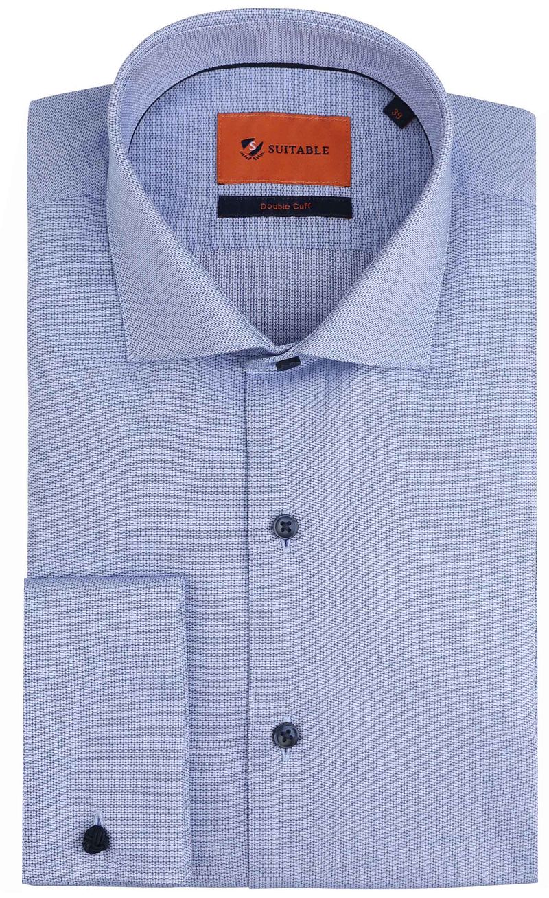 Suitable Overhemd Dubbel Manchet Blauw