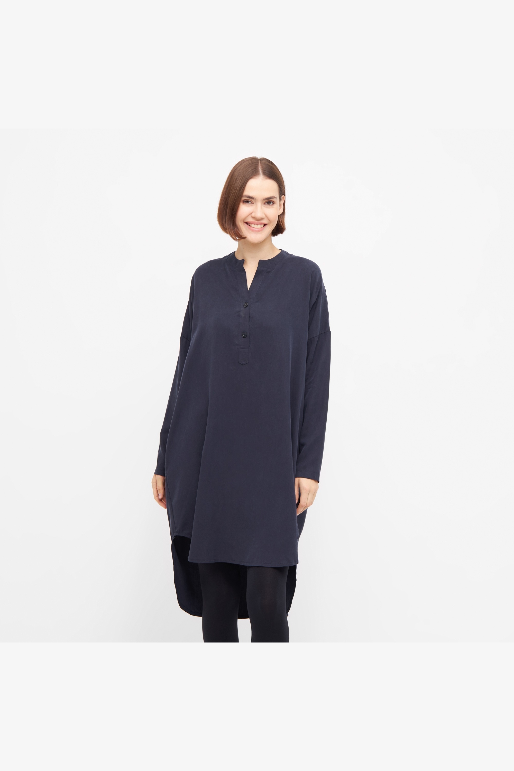 WiDDA Damen vegan Bluse Tunika Komfi Marineblau