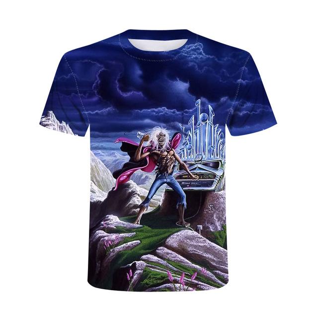 Baibao QIQI Heavy Metal Skull Man T-shirt Punk Festival Rock 3D digitaal printen Casual shirt Oversized hiphop korte mouw O-hals Top Tees XL