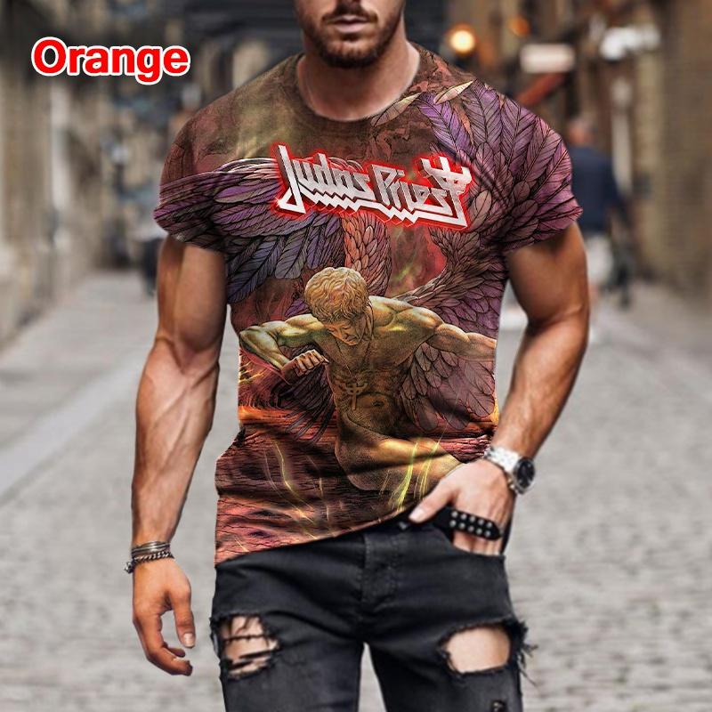 ETST 07 Mode Hip Hop Rock Judas Priest Band 3D Bedrukte T-shirts Voor Mannen Casual Street Trend Korte Mouw T-shirt Grote maat Kleding 4XL