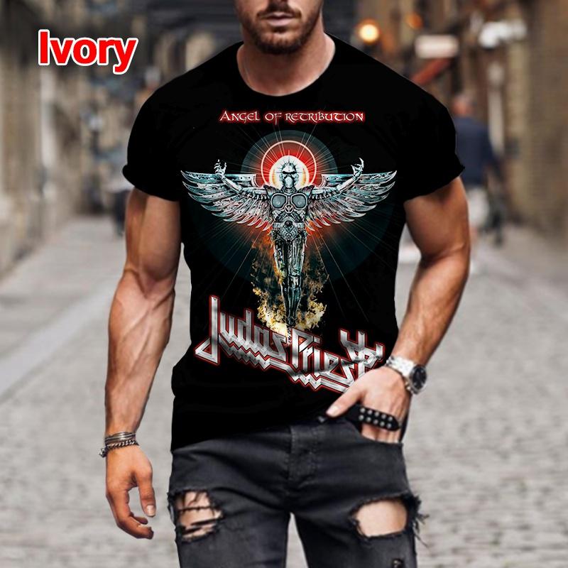 ETST 07 Mode Hip Hop Rock Judas Priest Band 3D Bedrukte T-shirts Voor Mannen Casual Street Trend Korte Mouw T-shirt Grote maat Kleding 3XL