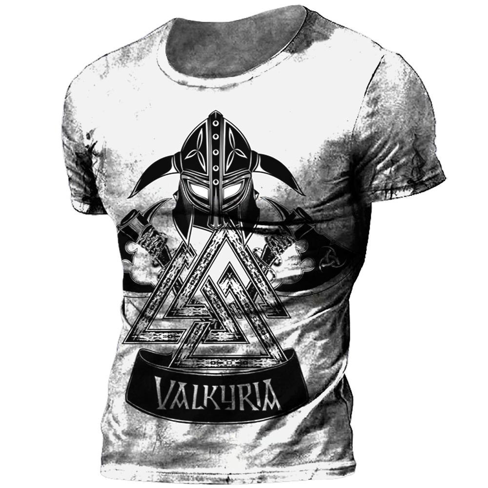 Kukebang Vintage mannen T-shirt 3d Viking Print Tops Tees Zomer Tops Casual Losse T-shirts Mannelijke Kleding O-hals hip Hop Straat Sweatshirt M