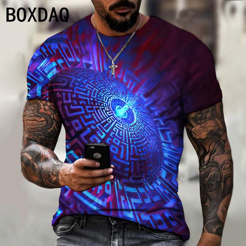 ETST WENDY 05 3D Psychedelische Grafische Print T-shirt Grote Maat Heren Korte Mouw Casual Tops Visueel Feest Abstracte Creativiteit Kunst Print T-shirt S