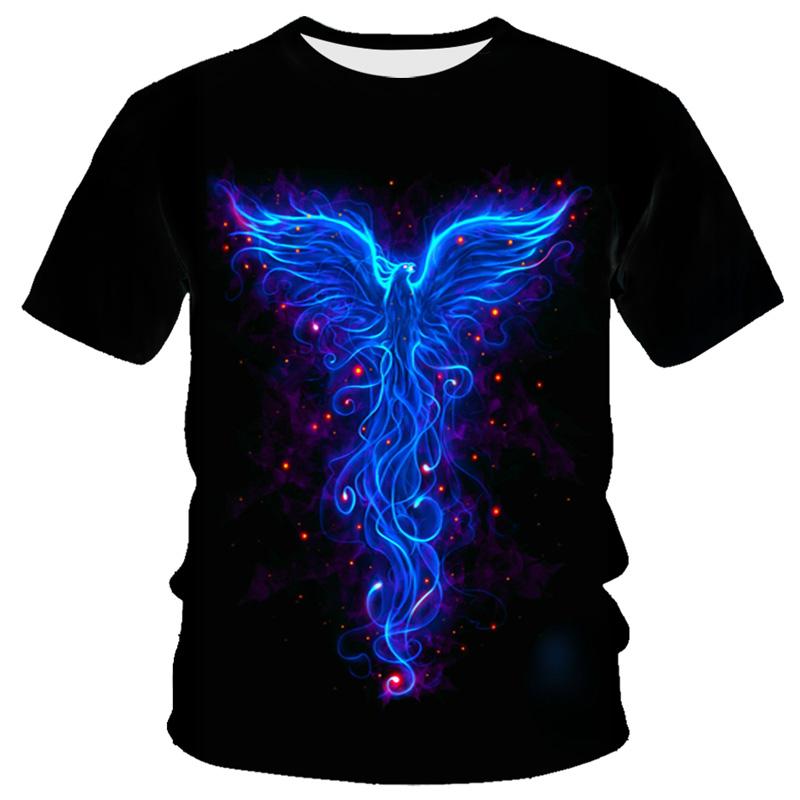 Xr 01 Mode Zomer Eagle En Vlam Phoenix Dier 3d Gedrukte T-shirt Voor mannen T-shirt O'neck Korte Mouw oversized T-shirt Top Hot M