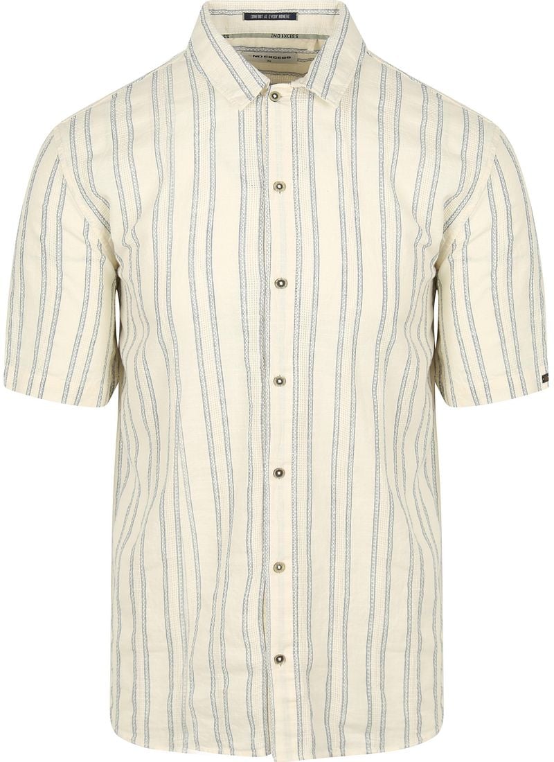 No Excess Short Sleeve Overhemd Streep Ecru