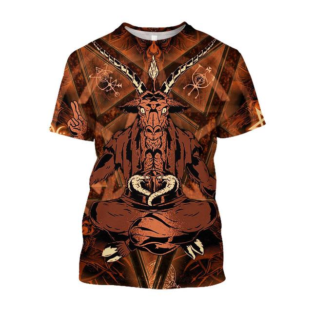 Baibao QIQI Jumeast 3D Evil Satanisme Satan Gedrukt Heren T-shirts Grunge Y2K Casual T-shirts Horror Mode Streetwear T-shirty Gothic Tops XL