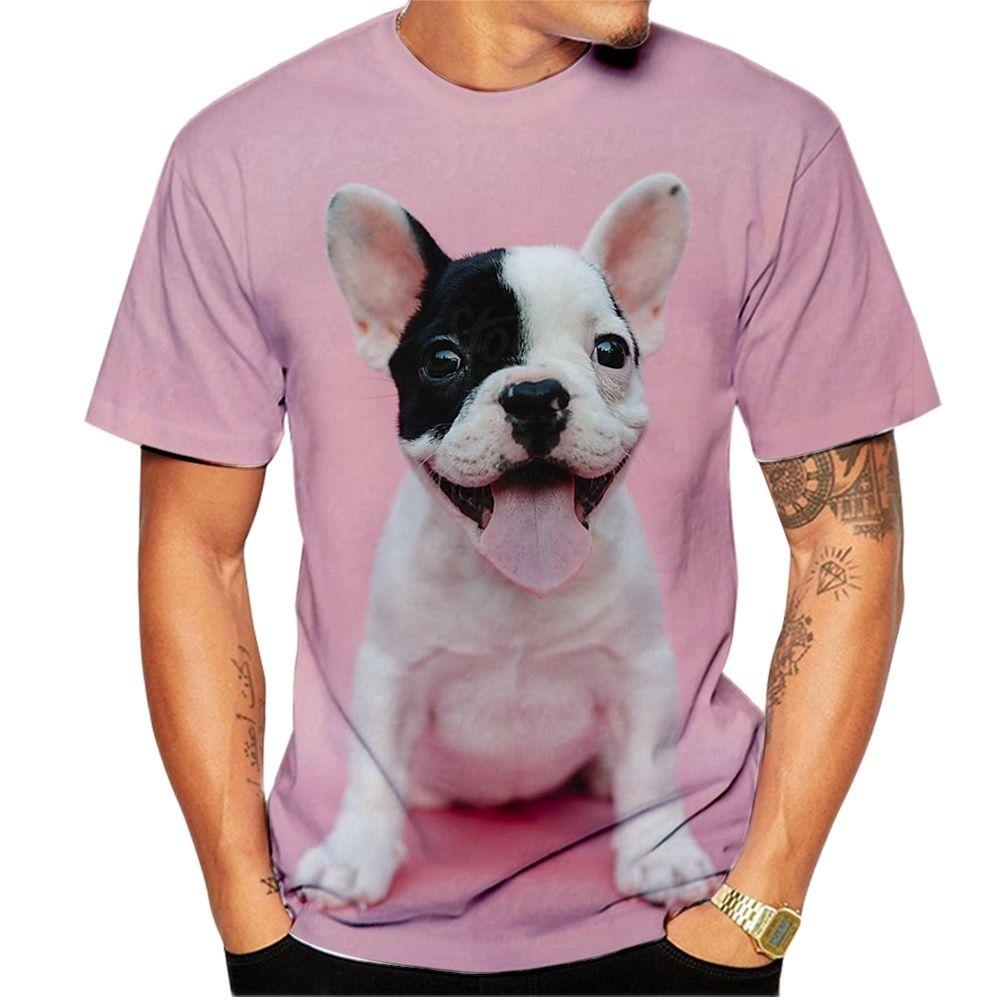 ETST WENDY Dier Franse Bulldog 3D Print T-shirt Heren Dames Trend Casual Zomer Tops Losse ronde hals Korte mouw Herenkleding S