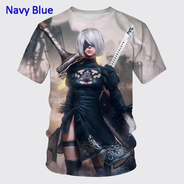 Xin nan zhuang Zomer Heren Casual Korte Mouw T-shirt Mode Nier Automata 3D Geprint T-shirt Persoonlijkheid Harajuku Streetwear Korte Mouw XL