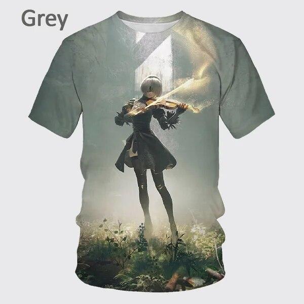 Xin nan zhuang Zomer Heren Casual Korte Mouw T-shirt Mode Nier Automata 3D Geprint T-shirt Persoonlijkheid Harajuku Streetwear Korte Mouw XL
