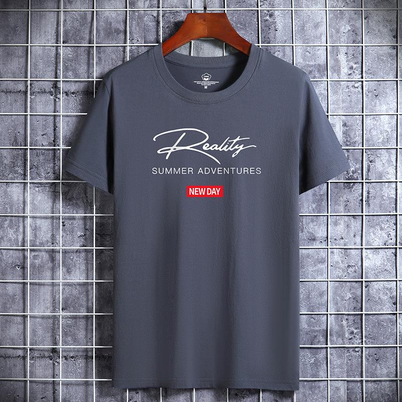 QICED Katoenen T-shirt met korte mouwen Herenmode Losse shirt met halve mouwen Bedrukt meelevend shirt XXL