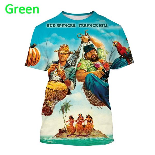 Xin nan zhuang Zomermode Hip Hop Shirt Tops Bud Spencer Terence Hill 3D Heren Casual Cool Print Korte Mouw T-shirt Kleding XXL