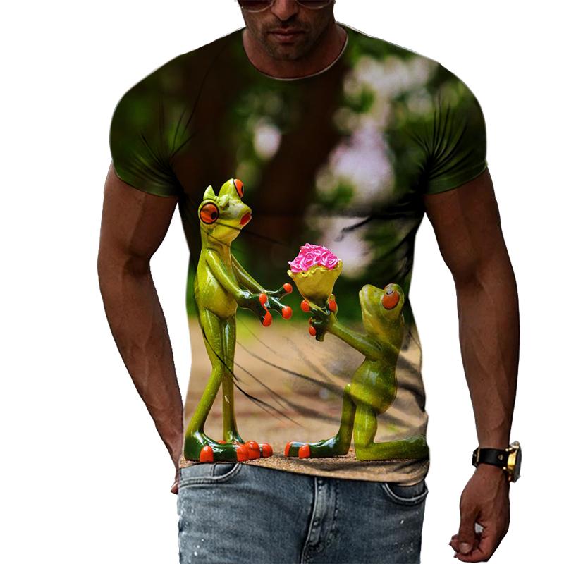 Bobby 2 Hip Hop Grappige Kikker Zomer Nieuw Heren Persoonlijkheid T-shirt 3D Printen Creatieve Trend Korte Mouw Mode Casual Ronde Hals Shirt 6XL