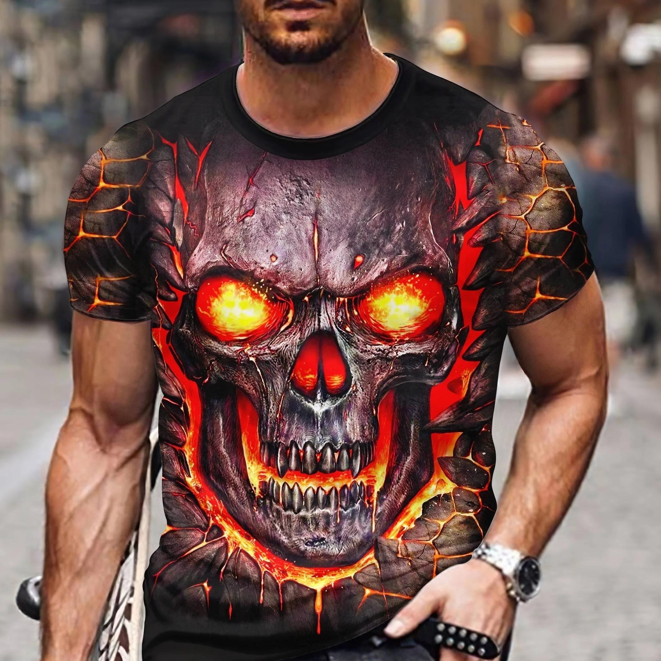 ETST WENDY 005 Vintage Horror Schedel 3d Print Heren T-shirt Zomer Klassieke Casual O Hals Korte Mouw Mode Losse Oversized Tops T-shirt mannen M